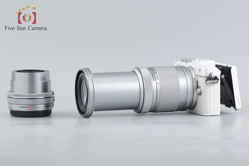 "Count 4,444" Olympus PEN Lite E-PL7 White 16.1 MP EZ 14-42 40-150 Lenses