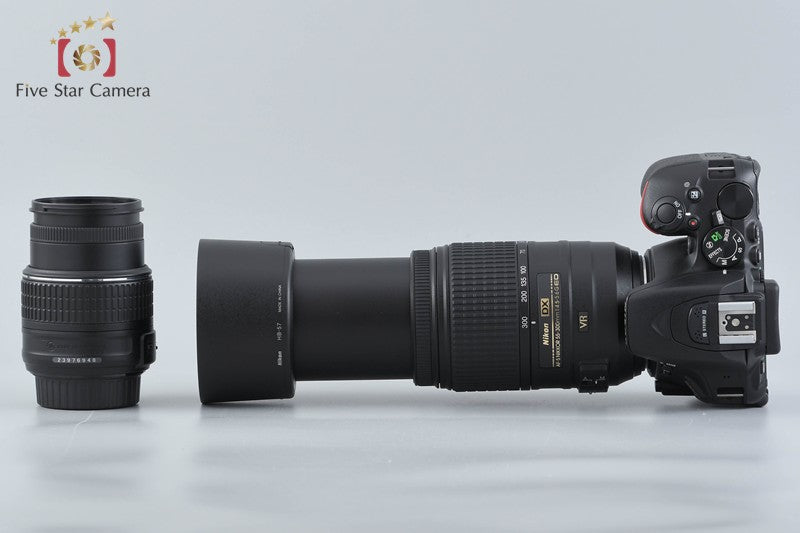 "Count 3,451" Nikon D5500 Black 24.2 MP DSLR Camera 18-55 55-300 VR Lenses