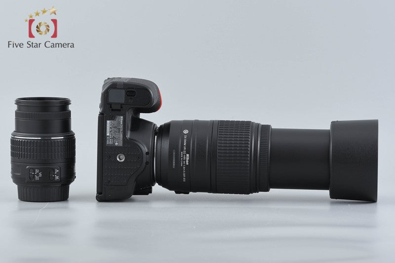 "Count 3,451" Nikon D5500 Black 24.2 MP DSLR Camera 18-55 55-300 VR Lenses