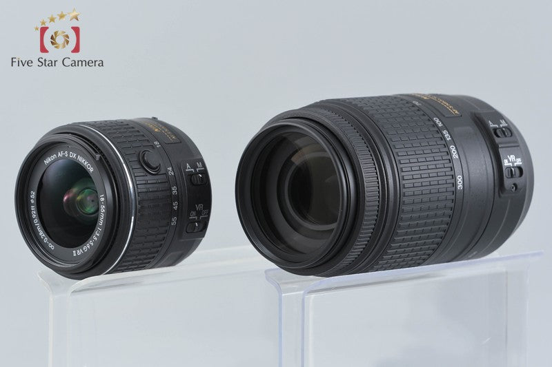 "Count 3,451" Nikon D5500 Black 24.2 MP DSLR Camera 18-55 55-300 VR Lenses