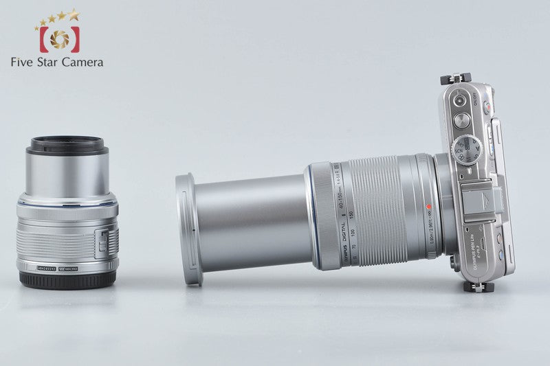 "Shutter count 2,861" Olympus PEN Lite E-PL3 Silver 12.3 MP 14-42 40-150 Lenses