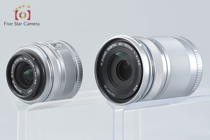 "Shutter count 2,861" Olympus PEN Lite E-PL3 Silver 12.3 MP 14-42 40-150 Lenses