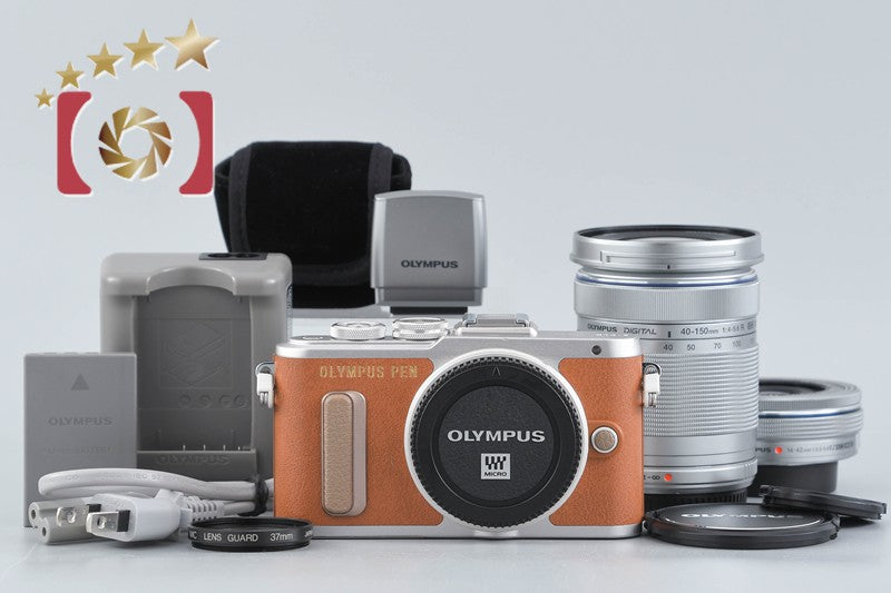 "Count 760" Olympus PEN E-PL8 Brown 16.1 MP Digital Camera 14-42 40-150 Lenses
