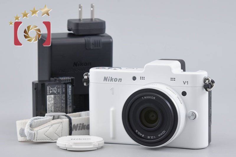 "Count 2,294" Nikon 1 V1 White 10.1 MP Digital SLR Camera 10mm Lens