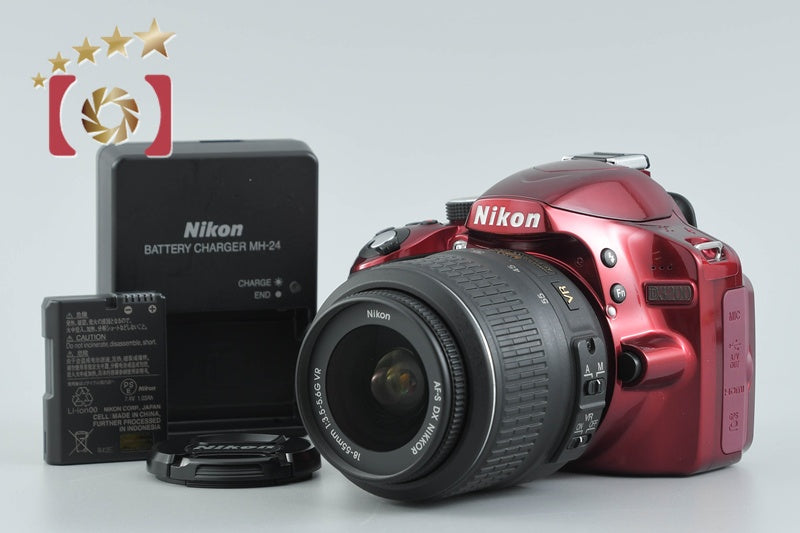 "Shutter count 4,931" Nikon D3200 Red 24.2 MP DSLR 18-55 VR Lens