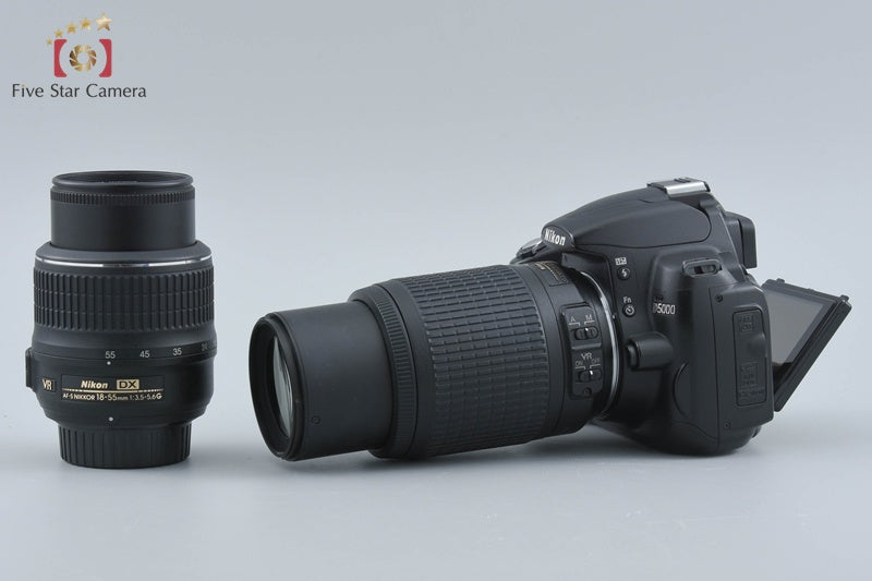 Nikon D5000 12.3 MP DSLR Camera 18-55 55-200 VR Lenses