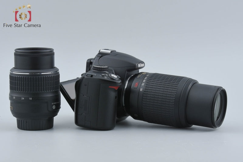 Nikon D5000 12.3 MP DSLR Camera 18-55 55-200 VR Lenses