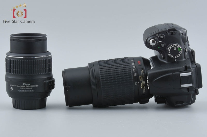 Nikon D5000 12.3 MP DSLR Camera 18-55 55-200 VR Lenses