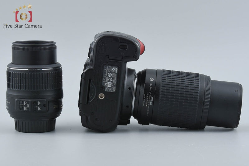 Nikon D5000 12.3 MP DSLR Camera 18-55 55-200 VR Lenses