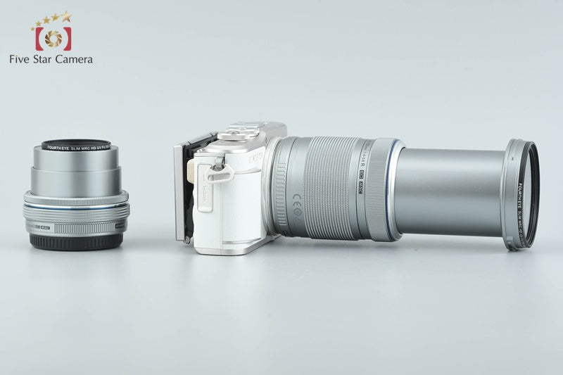"Count 1,601" Olympus E-PL9 White 16.1 MP Mirrorless Camera 14-42 40-150 Lenses
