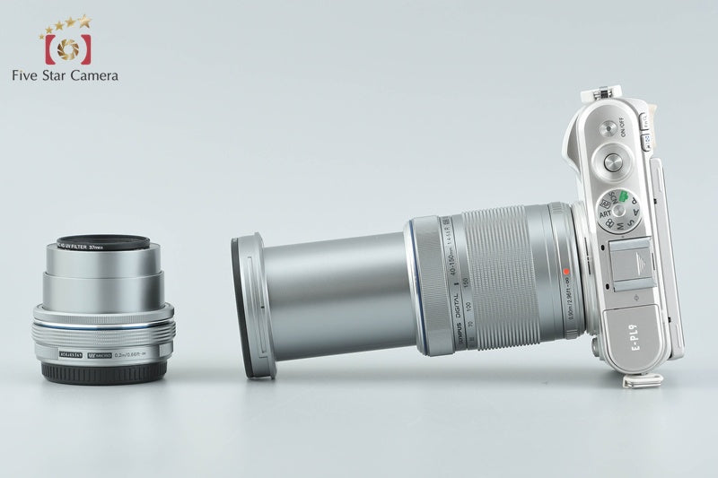 "Count 1,601" Olympus E-PL9 White 16.1 MP Mirrorless Camera 14-42 40-150 Lenses
