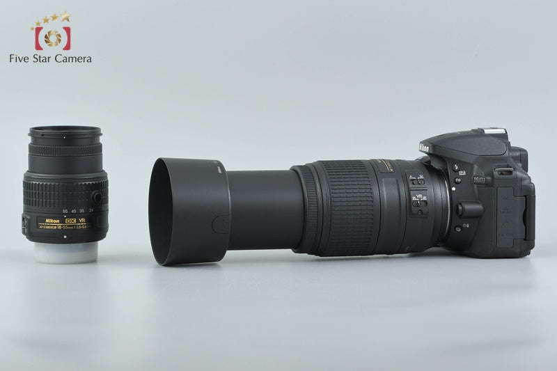 Nikon D5300 Black 24.2 MP DSLR Camera 18-55 55-300 Lenses