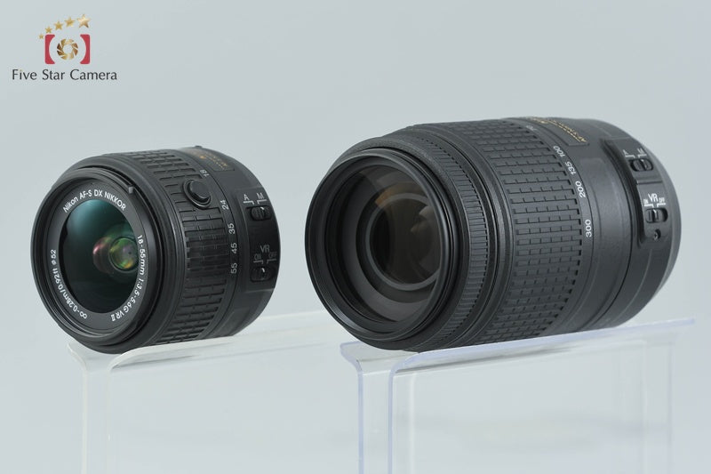 Nikon D5300 Black 24.2 MP DSLR Camera 18-55 55-300 Lenses