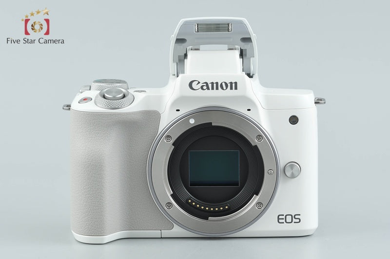 "Count 1,000" Canon EOS Kiss M2 White 24.1 MP EF-M 15-45 55-200 Lenses w/ Box