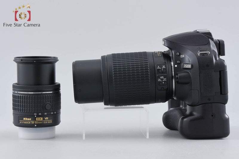 Nikon D5200 Black 24.1 MP Digital SLR Camera 18-55 55-200 Lenses