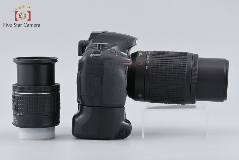 Nikon D5200 Black 24.1 MP Digital SLR Camera 18-55 55-200 Lenses