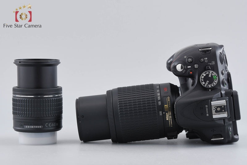 Nikon D5200 Black 24.1 MP Digital SLR Camera 18-55 55-200 Lenses