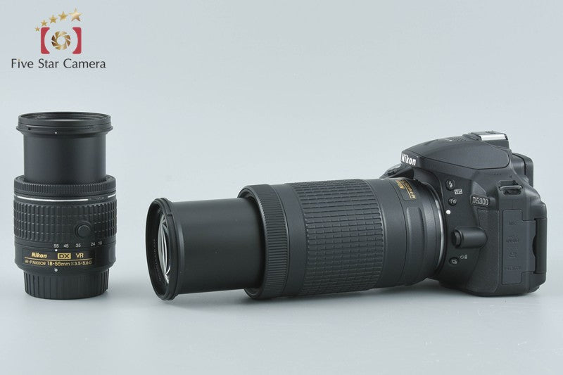 Nikon D5300 Black 24.2 MP DSLR Camera AF-P 18-55 70-300 VR Lenses