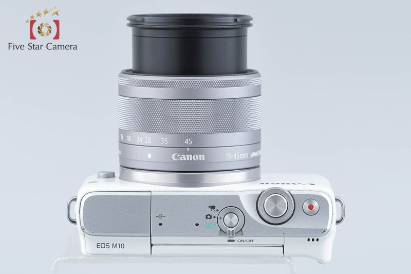 Canon EOS M10 White 18.0 MP Digital Mirrorless Camera 15-45 Lens