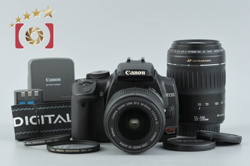 Canon EOS Kiss Digital X 10.1 MP Digital SLR Camera 18-55 55-200 Lenses