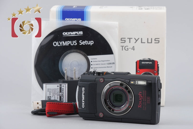 "Count 5,702" Olympus STYLUS TG-4 Tough Black 16.0 MP Digital Camera w/ Box