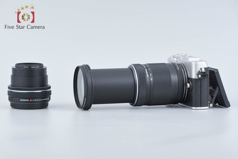 "Shutter count 2,077" Olympus PEN E-P7 Silver 20.3 MP EZ 14-42 40-150 Lenses