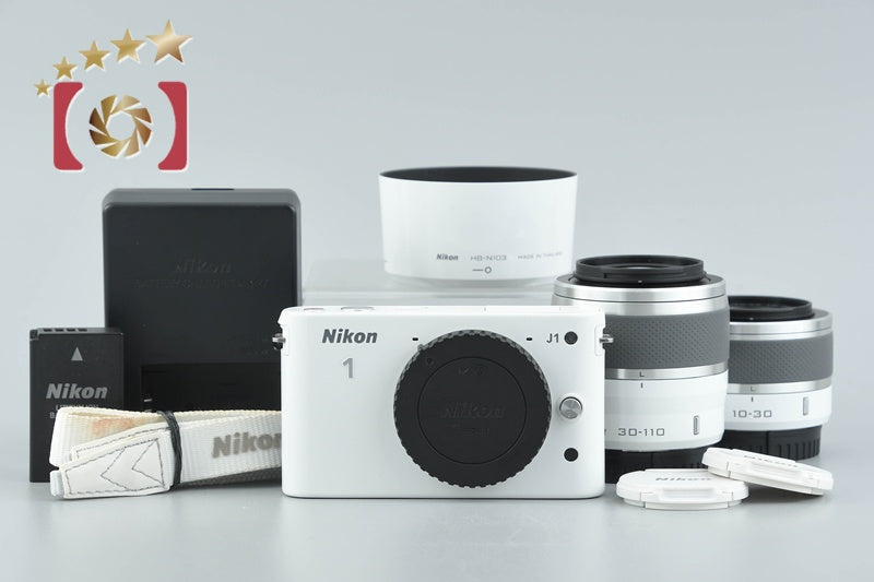 "Count 2,951" Nikon 1 J1 White 10.1 MP Digital Camera 10-30 30-110 Lenses