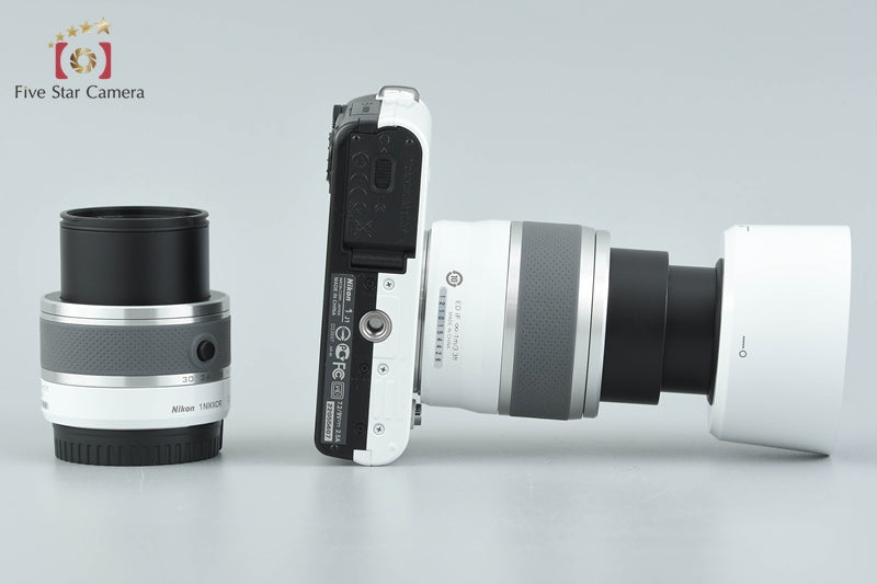 "Count 2,951" Nikon 1 J1 White 10.1 MP Digital Camera 10-30 30-110 Lenses