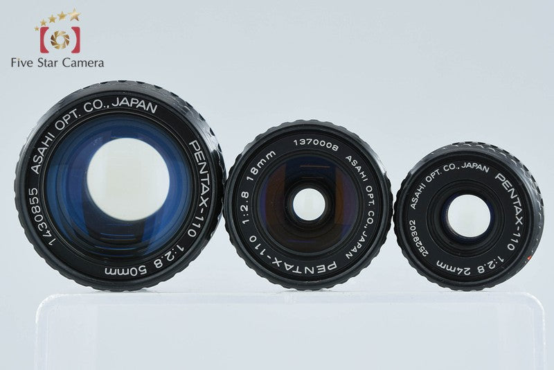 Pentax 110 18mm f/2.8 + 24mm f/2.8 + 50mm f/2.8