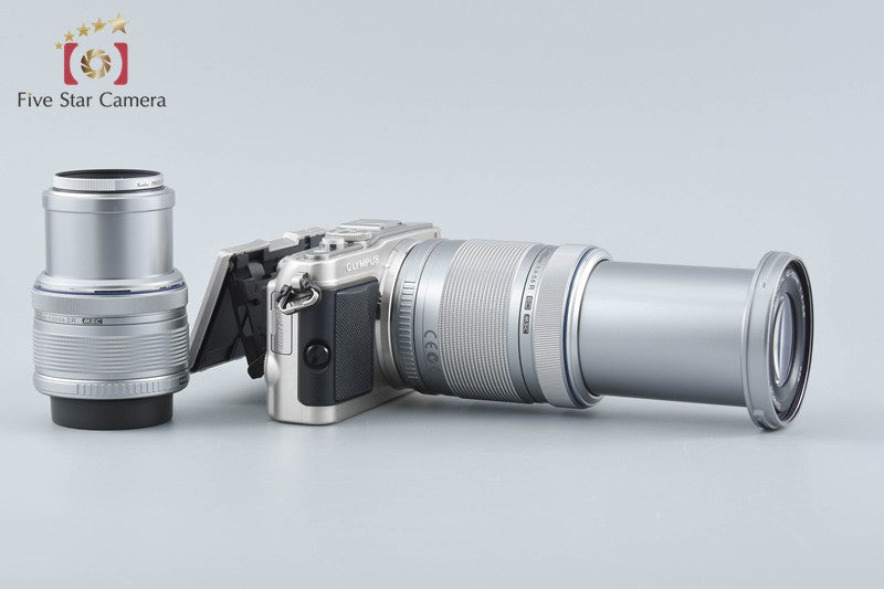 "Count 1,553" Olympus PEN Lite E-PL5 Silver 16.5 MP DSLR 14-42 40-150 Lenses