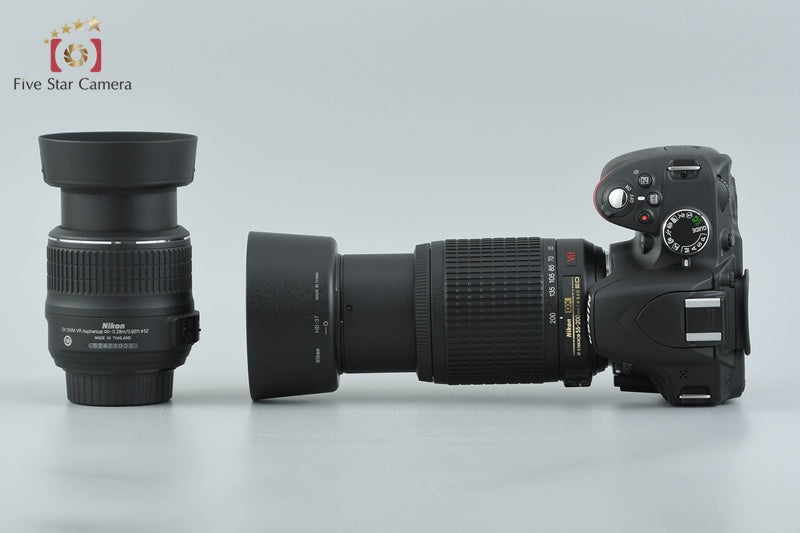 "Count 649" Nikon D3200 Black 24.2 MP DSLR AF-S DX 18-55 55-200 VR Lenses