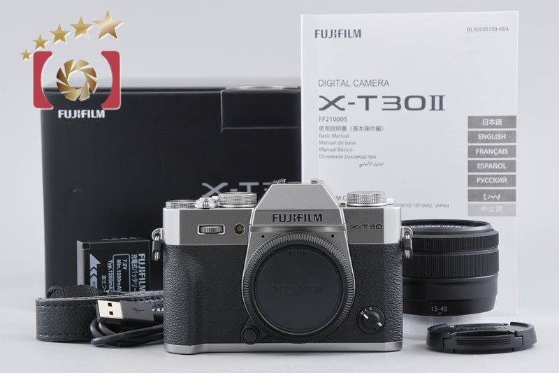 FUJIFILM X-T30 II Silver 26.1 MP Digital Mirrorless Camera XC 15-45 Lens w/ Box