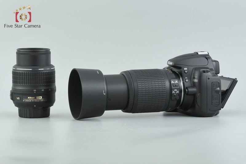 Nikon D5000 12.3 MP DSLR Camera 18-55 55-200 VR Lenses