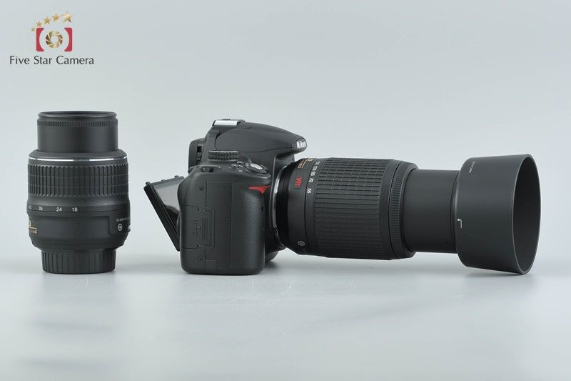 Nikon D5000 12.3 MP DSLR Camera 18-55 55-200 VR Lenses