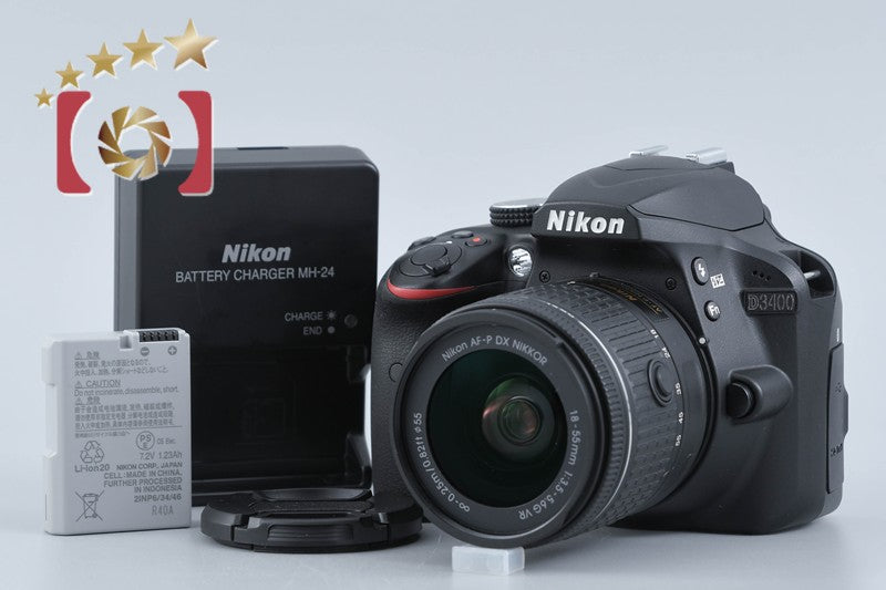 "Count 1,167" Nikon D3400 Black 24.2 MP DSLR Camera 18-55 VR Lens