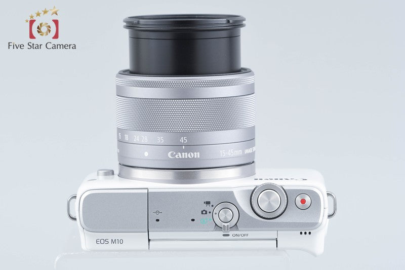 Canon EOS M10 White 18.0 MP Digital Mirrorless Camera 15-45 Lens