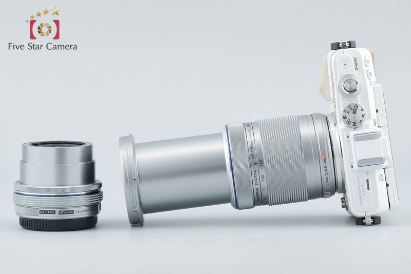 "Count 4,524" Olympus PEN Lite E-PL7 White 16.1 MP EZ 14-42 40-150 Lenses w/ Box