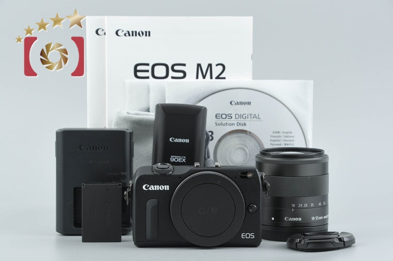 Canon EOS M Black 18.0 MP Mirrorless Camera EF-M 18-55 IS STM Lens