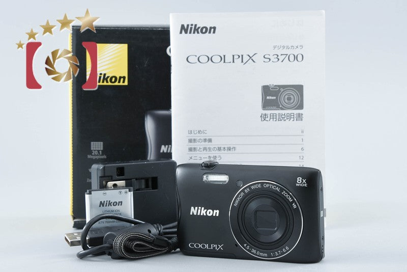 Nikon COOLPIX S3700 Black 20.1 MP Digital Camera w/ Box