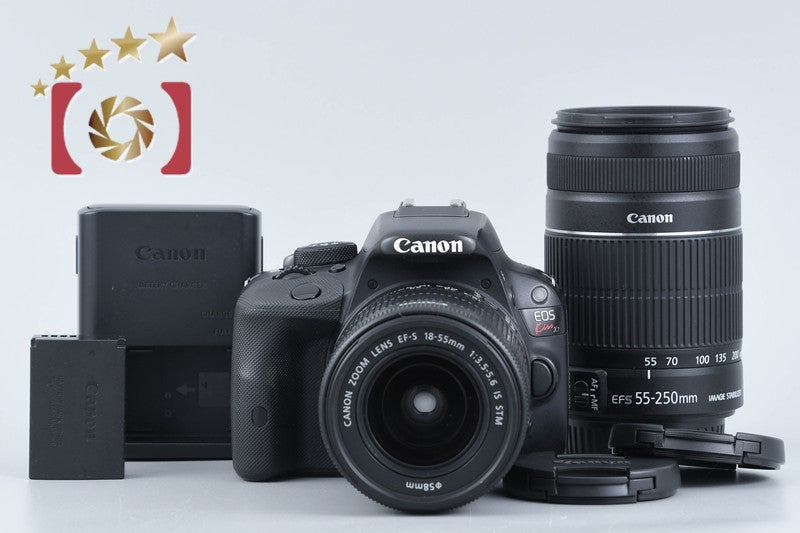 Canon EOS Kiss X7 / Rebel SL1 / 100D Black 18.0 MP 18-55 55-250 Lenses