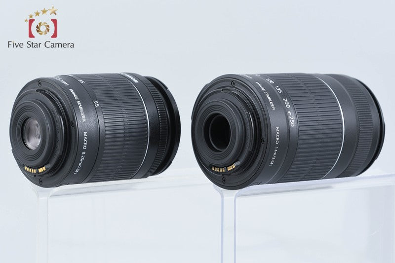 Canon EOS Kiss X7 / Rebel SL1 / 100D Black 18.0 MP 18-55 55-250 Lenses