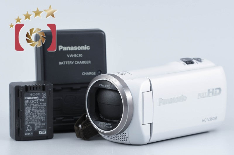 Panasonic HC-V360M 16GB 90x Zoom 2.2 MP White Digital HD Camcorder from Japan