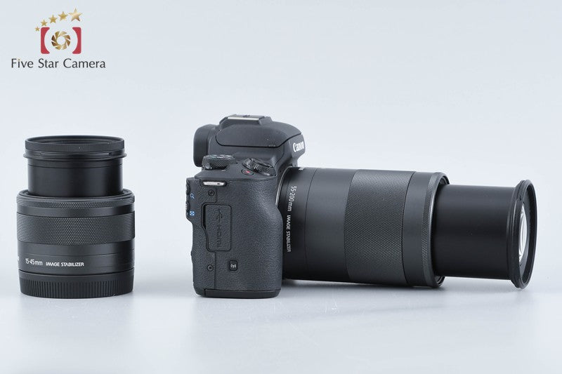 Canon EOS Kiss M / M50 Black 24.0MP 15-45 55-200 IS STM Lenses w/ Box from Japan