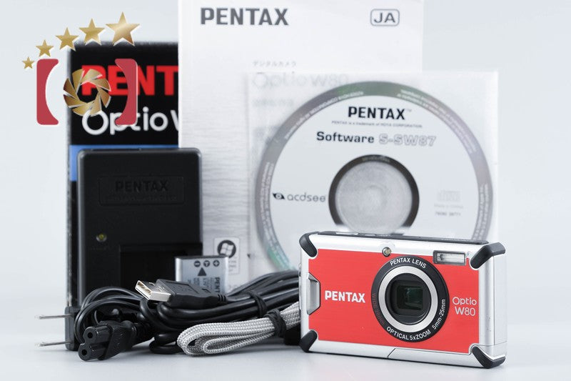 Pentax Optio W80 Cardinal Red 12.1 MP Digital Camera w/ Box from Japan