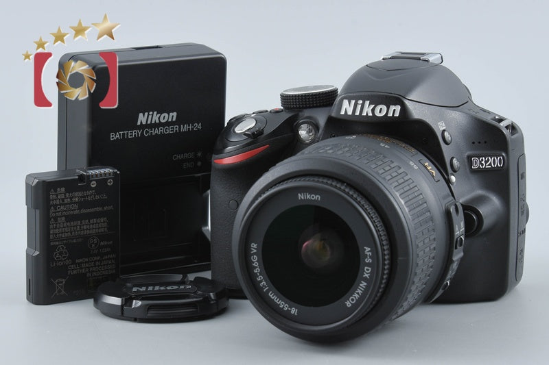 Nikon D3200 Black 24.2 MP DSLR 18-55 VR Lens from Japan