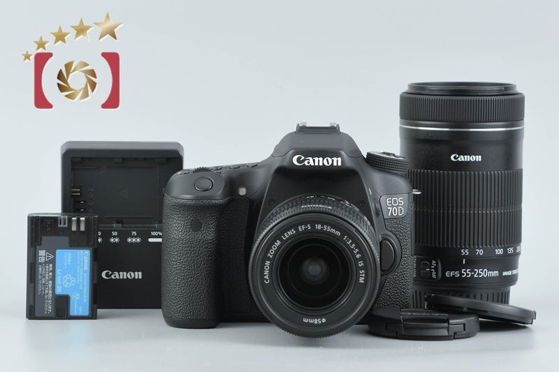 "Count 4,135" Canon EOS 70D 20.2 MP DSLR EF-S 18-55 55-250 Lenses from Japan