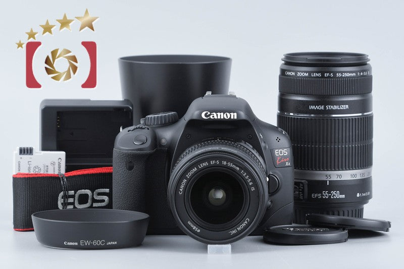 Canon EOS Kiss X4 / Rebel T2i / 550D 18.0 MP 18-55 55-250 Lenses from Japan