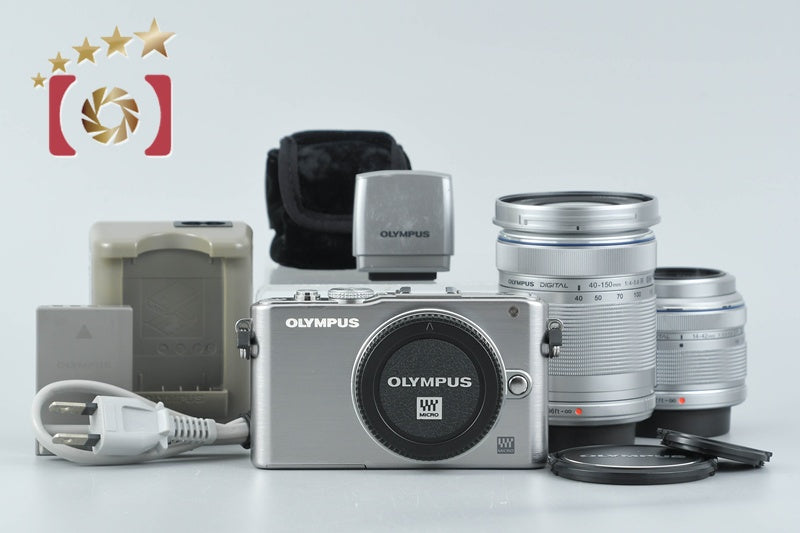 Olympus PEN Lite E-PL3 Silver 12.3 MP 14-42 40-150 Lenses from Japan