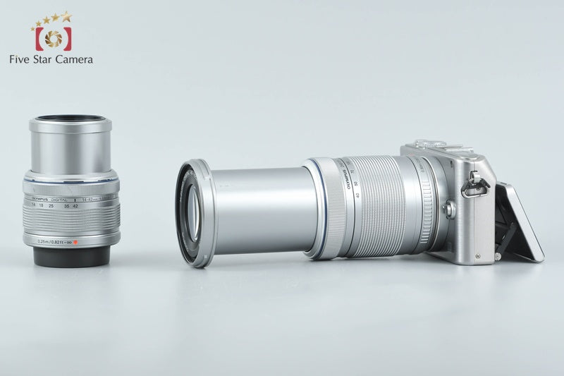 Olympus PEN Lite E-PL3 Silver 12.3 MP 14-42 40-150 Lenses from Japan