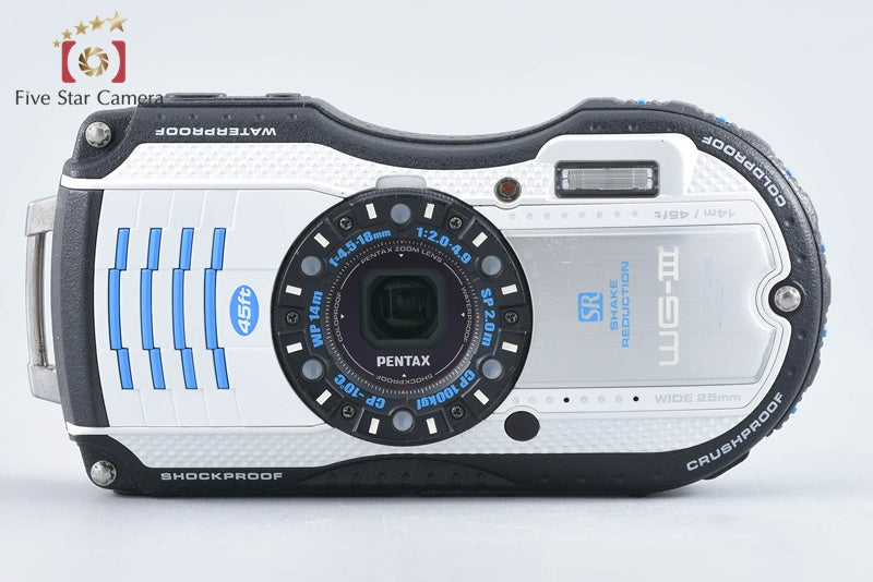 Ricoh Pentax WG-3 White Blue 16.0 MP Waterproof Action Camera from Japan